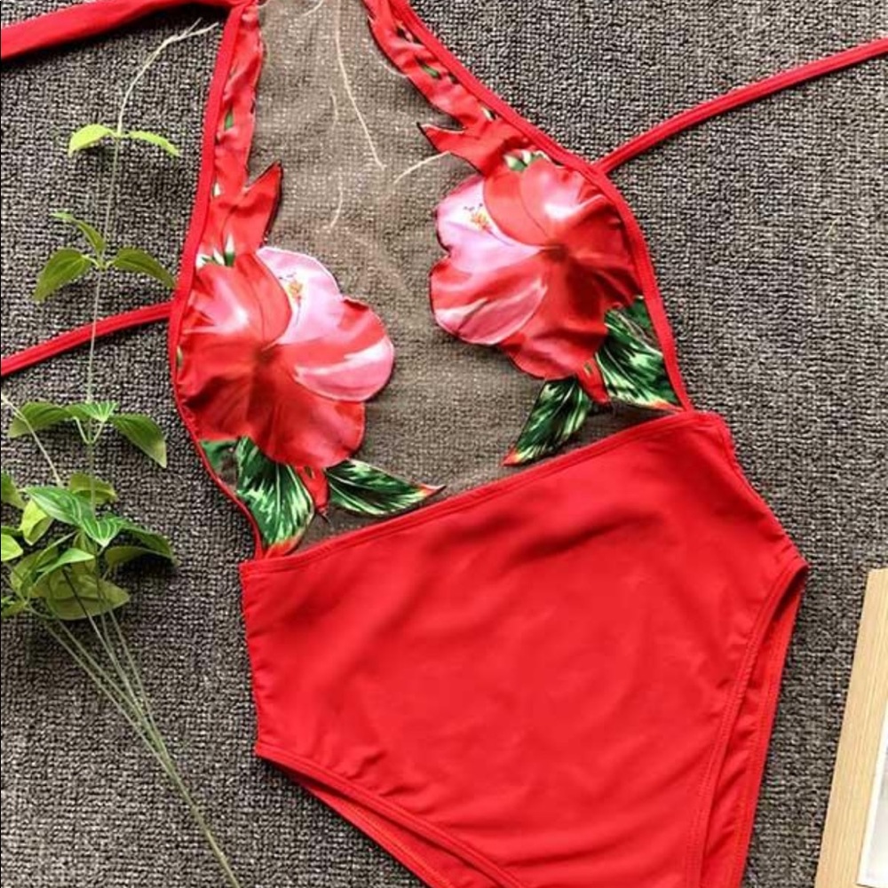 Red See through Swimsuit